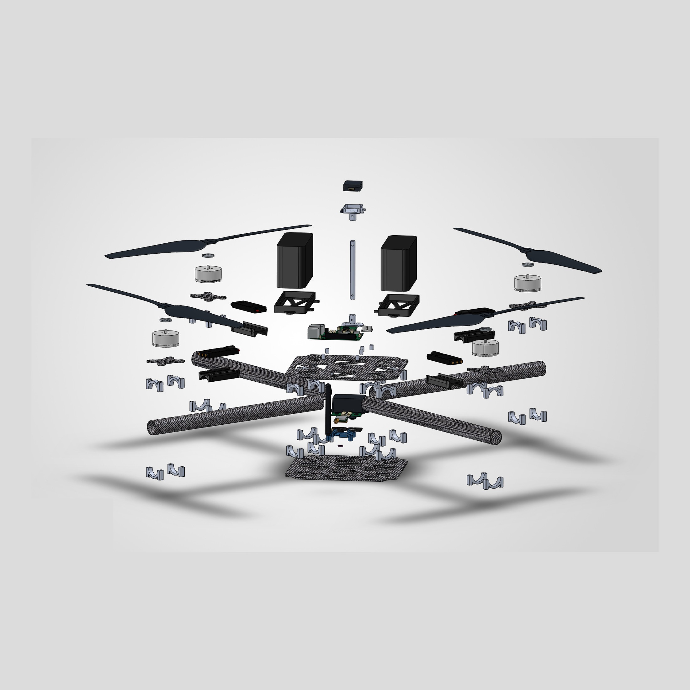 Exploded isometric CAD assembly of Project ECHO